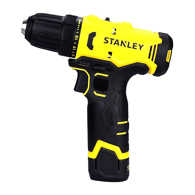 [Apply Coupon] - STANLEY SCD10D1-IN(12V) Brushed Cordless Drill Driver, 1x2Ah Battery & 1.5A Charger, LED Light, Variable Speed Trigger Switch, Forward/Reverse Button, 10mm Chuck, Clutch Setting 20+3, 1 Year Warranty