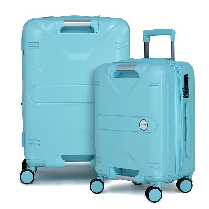 Verage Luxe Romero Set of 2 Cabin + Check-in Expandable Hardsided Suitcase with TSA Approved Lock, Bottle Holder & Front Handle Luggage Trolley Bag for Travel (20/24") (Turquoise)