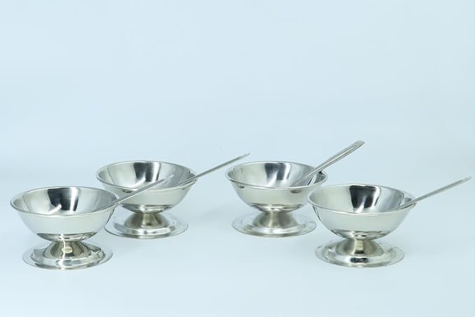 Stainless Steel Icecream Tea Cup 135ml Set of 4pcs Ideal for Tea | chai | Coffee | Home | Party | Restaurant | Gifting | Special Occasion