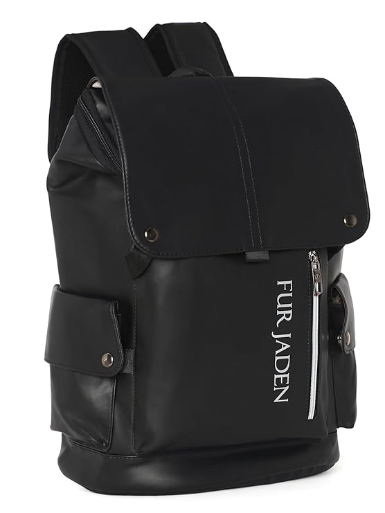 FUR JADEN Vegan Leather Stylish Casual Laptop Backpack For Men Women College Office Professionals