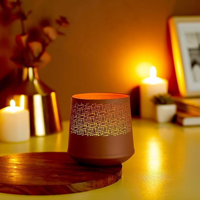 Amazon Brand - Solimo Ornamental Iron Tea Light | Stylish | for Indoors & Outdoors Décor (Terracotta with Gold)