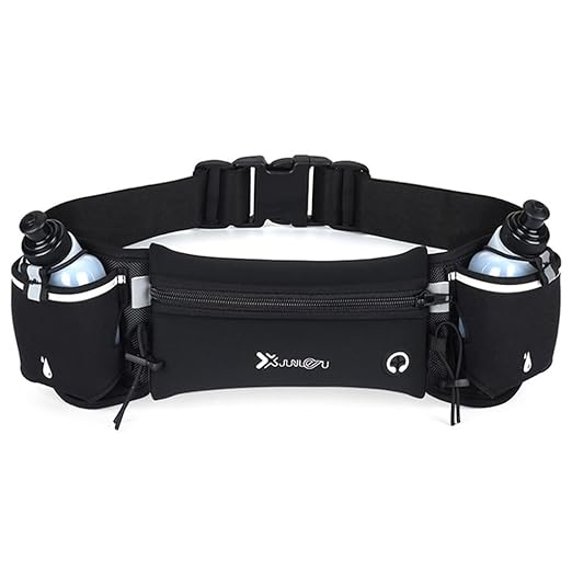 Proberos® Running Belt with Dual Water Bottles, Adjustable Hydration Belt and Waist Pack for Running and Cycling, Fanny Pack Fits 7 inches Phones, Waist Bag for Running Hiking Climbing