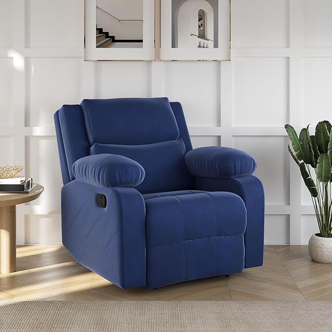 [Apply Coupon] - Softland Oscar Single Seater Fabric Manual Recliner (Blue)