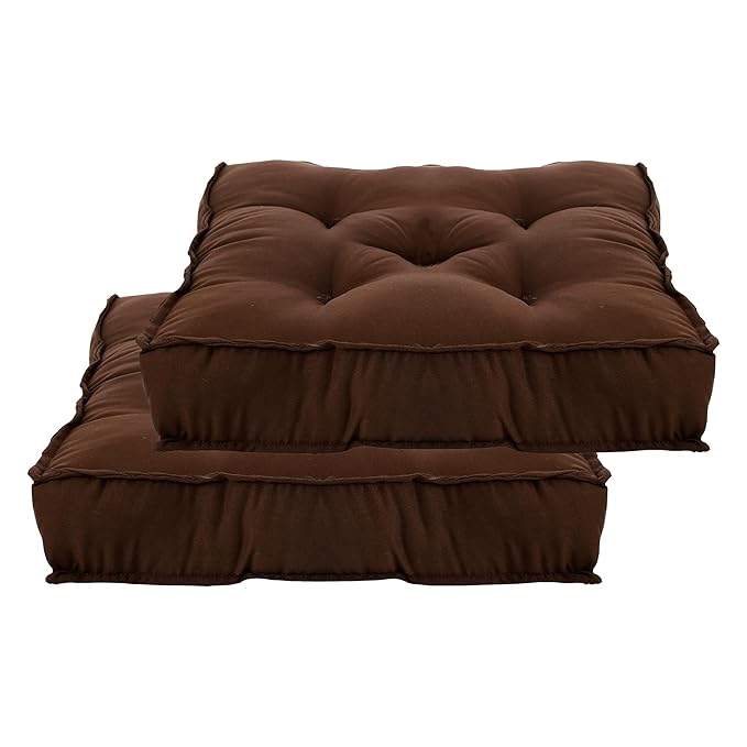 Kuber Industries (Pack of 2) Chair Pad | Seat Cushion for Car, office | Microfiber Square Sitting Cushion | Relax Back Chair Pad | Plain Cushion for Chair | 18x18 Inch | Brown