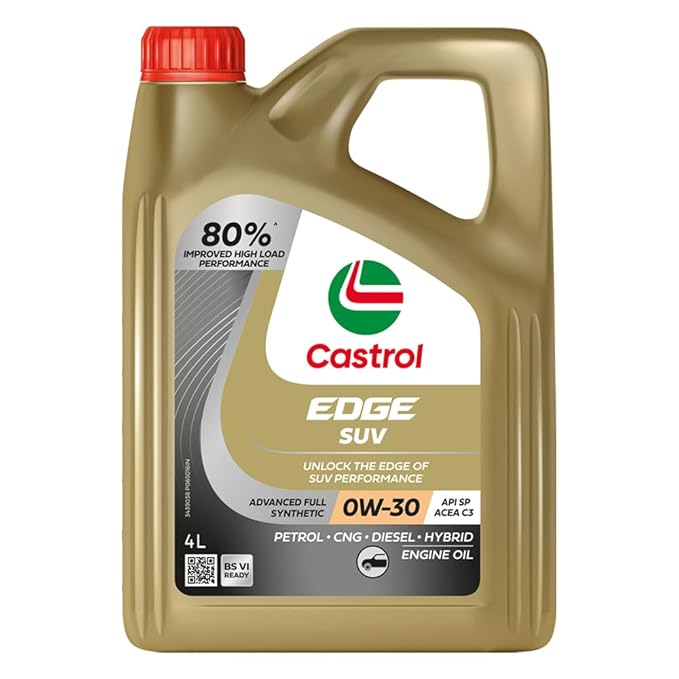 Castrol EDGE SUV 0W-30 Advanced Full Synthetic Engine Oil | Power Boost Technology | G80% Improved Performance| For Petrol, Diesel, CNG & Hybrid Cars | 4L