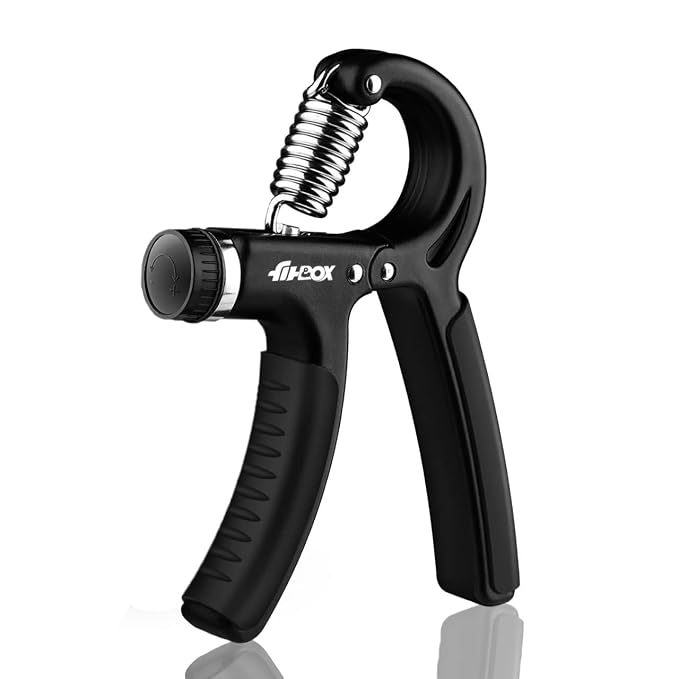 FitBox Sports Adjustable Hand Grip (5kg - 60kg) Strengthener With Counter for Men & Women for Gym Workout Hand Exercise Equipment to Use in Home for Forearm Exercise (Black)