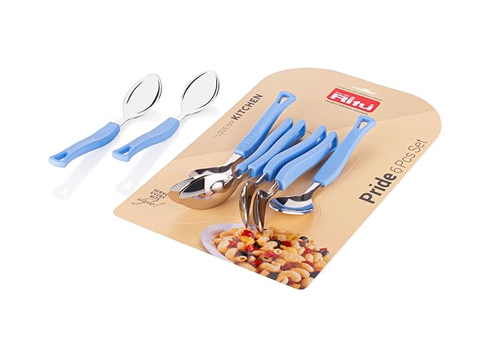 RITU 6 Pieces Stainless Steel Dessert Spoon Big Pride Spoon Set for Home & Kitchen | Desserts & Frozen Treats | Cutlery Set Food Grade Silverware for Tableware