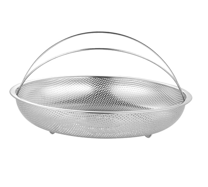 TERXA Stainless Steel Steamer Basket | Vegetable/Food Steamer Bowl With Handle | Kitchen Tool & Accessories | Food Strainer Plate | For Cooking Food/Cooker/Pot/Pan (Pack of 1,Multicolor)