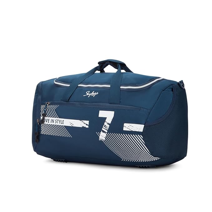 Skybags Polyester Stride 52Cm Gym Duffle Bag for Men and Women with Multiple Pockets and Separate Shoe Compartment for Travel, Sports and Workouts (Blue) with Wet Pouch