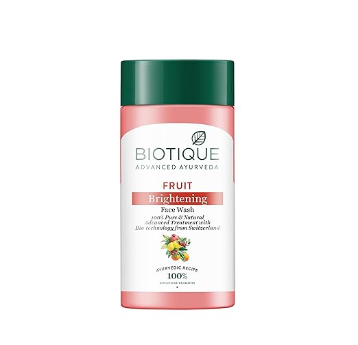 Biotique Fruit Brightening Face Wash| Ayurvedic and Organically Pure| Advanced Swiss Technology |100% Botanical Extracts| Suitable for All Skin Types | 15ml