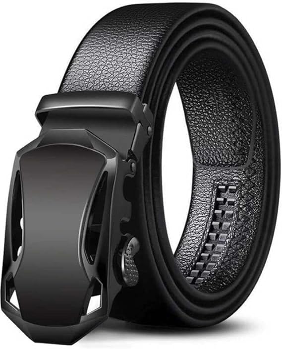 [Apply Coupon] - ZEVORA Men's Vegan Leather Belt for Men, Formal/Casual,Autolock,Black