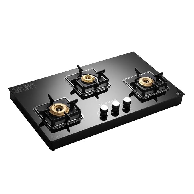 Lifelong 3 Gas Burner Tops - 3 Burners Hob Top Gas Stove with Automatic Ignition - Toughened Glass Top Gas Stoves for Home & Kitchen - Automatic Gas Stove for Modular Kitchen (LLHT007)