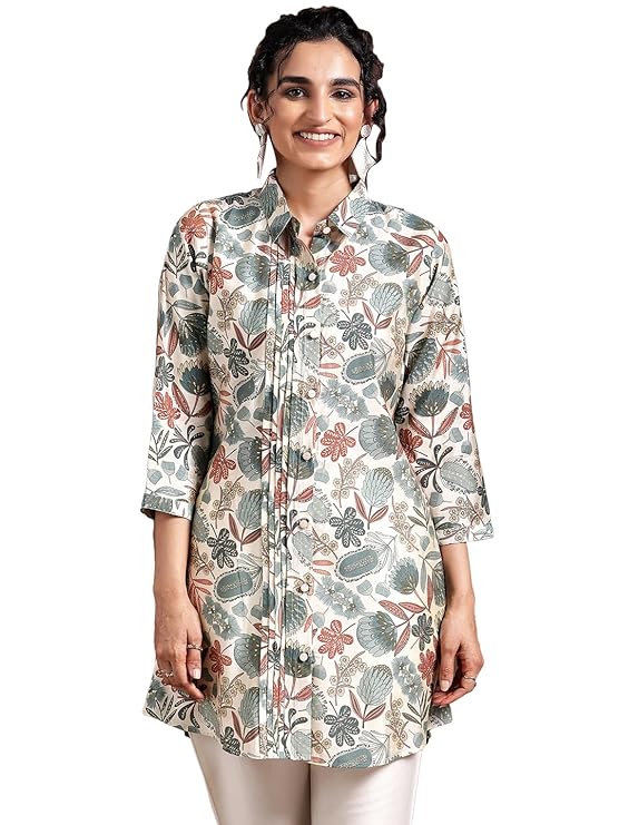 Libas Women's Printed Silk Blend Straight Kurti