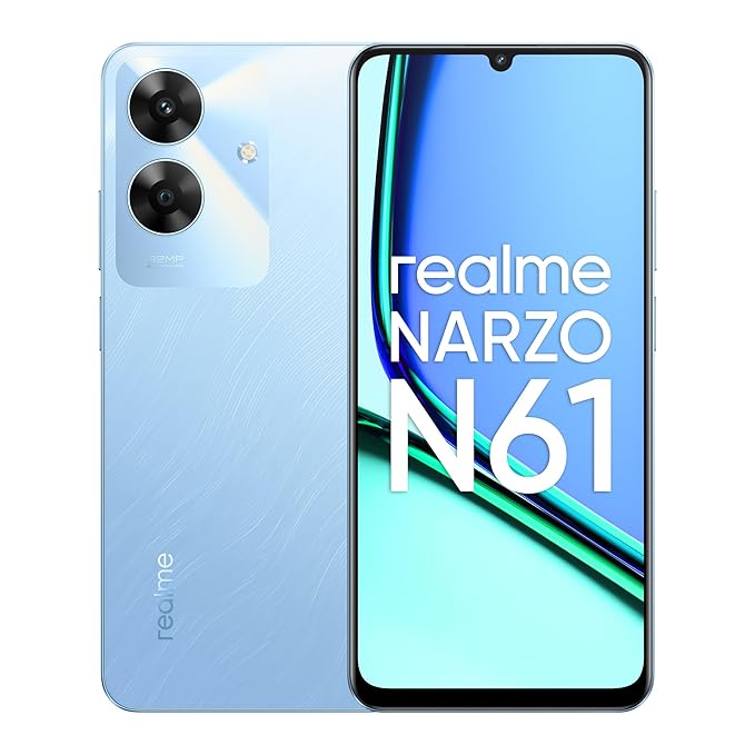 [Apply Coupon] - realme NARZO N61 (Voyage Blue,4GB RAM+64GB Storage) 90Hz Eye Comfort Display | IP54 Dust & Water Resistance | 48-Month Fluency | Charger in The Box