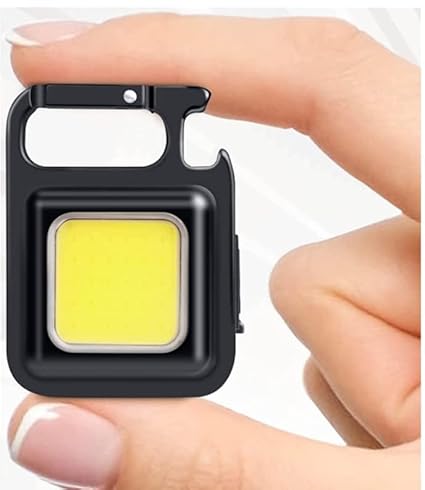 DMFS COB Keychain Light,Rechargeable Led Small Flashlight 500 Lumens Bright 4 Light Modes Pocket Emergency Work Light with Corkscrew & Magnet Base for Indoor Outdoor Use (Pack of 1)