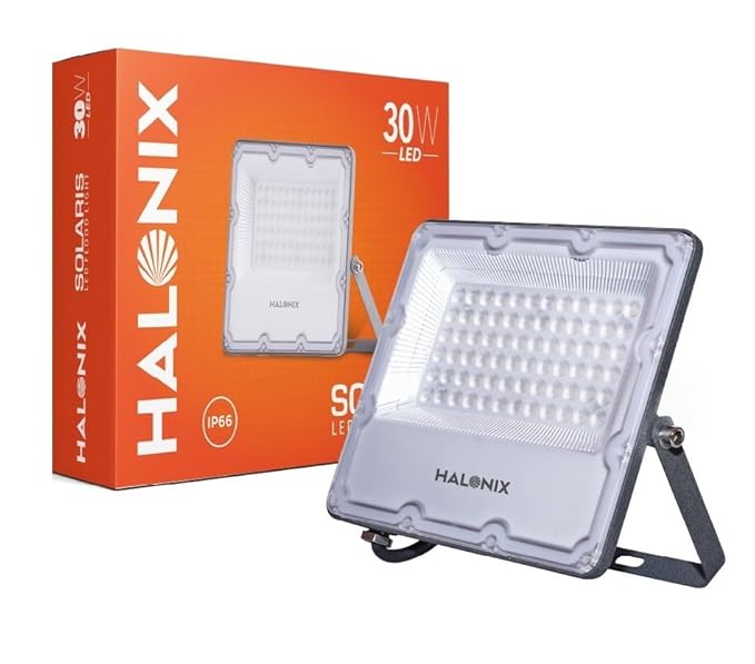 Halonix Aluminium 30W Solaris Waterproof Outdoor LED Flood Light | Halogen Light,Focus Light for Garage,Parking,Shop -(Cool White)-Pack of 1|Short Circuit & Surge Protection with IP66 Rated