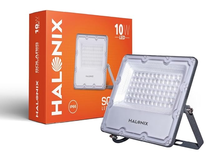 Halonix 10W Solaris Waterproof Outdoor led Flood Light |Halogen Light,Focus Light for Garage,Parking,Shop -(Cool White)-Pack of 1|Short Circuit & Surge Protection with IP66 Rated-Aluminium