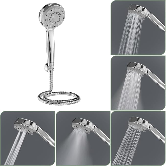 [Apply Coupon] - Lorazzo Versa 5-Function Hand Shower for Bathroom | 5-Mode Water Flow | Complete Set with 1.5 meter SS 304 Hose Pipe and Wall Hook | 1-Year Lorazzo Limited Warranty