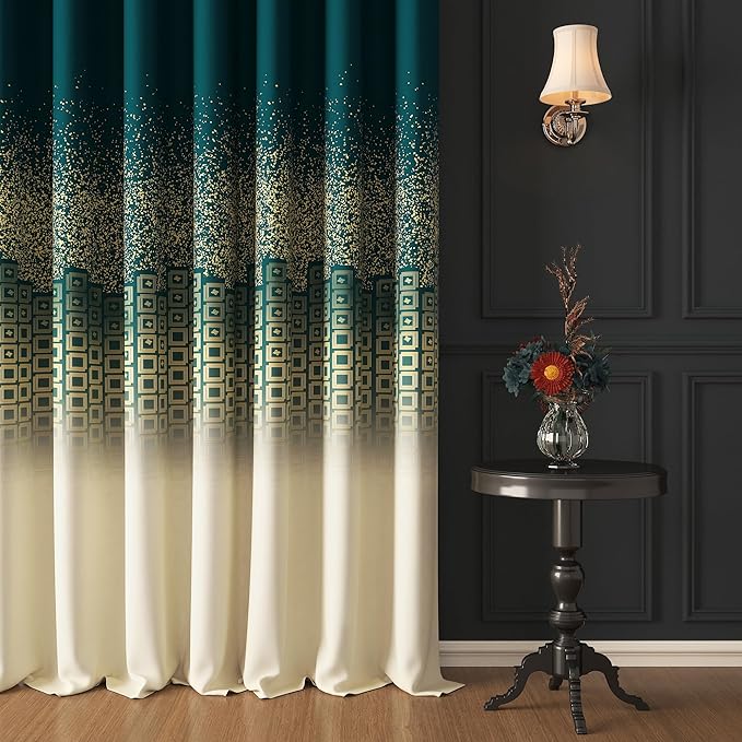 Story@Home Blackout Digital Print Long Door Curtains 9 Feet Long Set Of 1 | Room Darkening Curtain | Thermal Insulated Curtains For Living Room | (118 X 275 Cm, Beige & Green) | Perfect For Home Decor
