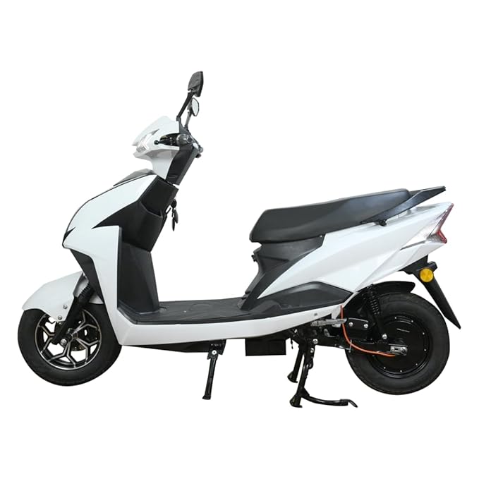 Green Invicta Low Speed Electric Scooter Non RTO 60KM Range White with Portable Charger