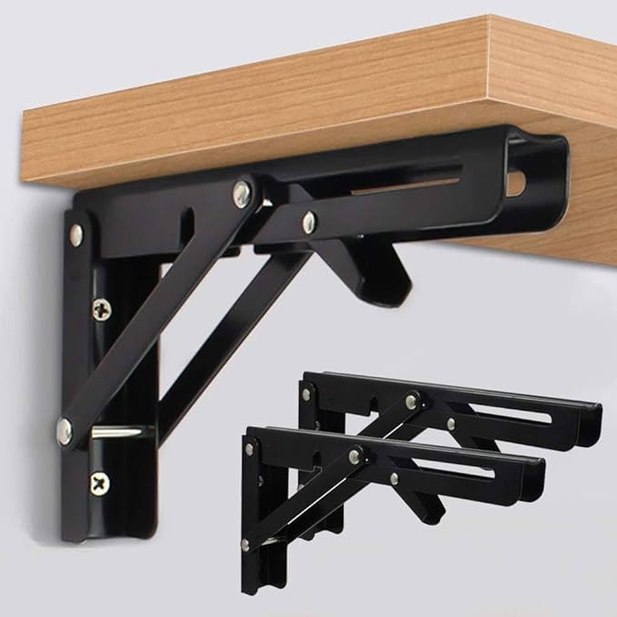 DMDENT Folding Shelf Brackets, Heavy Duty Stainless Steel Collapsible Bracket Wall Mounted DIY Foldable Brackets for Table Desk Workbench Wall Mounted Brackets (Folding Shelf Brackets 20CM)