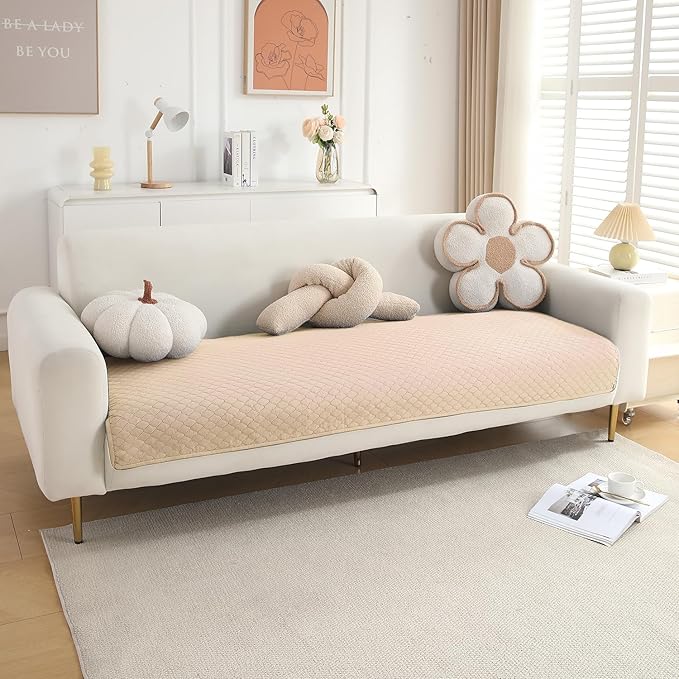 HOKIPO Polyester Quilted Sofa Cover Mats For 1/2/3 Seater Sofa And L Shape. Make Your Own Sofa Cover Set, Mat Length 90(D) X 180(L) Cm, Dark Brown (In-724-Dbr)