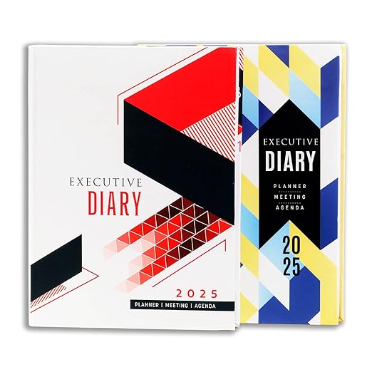 amazon basics 2025 New Year Dated Diary | Hard Bound Personal Planner For Him & Her | Goal Setting & Productivity Tools | Set Of 2, Multicolor