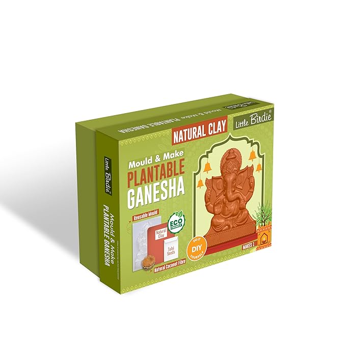 Little Birdie DIY Mould & Make Plantable Ganesha Kit | DIY Eco-Friendly Mould and Make Kit | Ganpati Murti Making Kit for Craft, Decoration | Gift for Kids & Adults