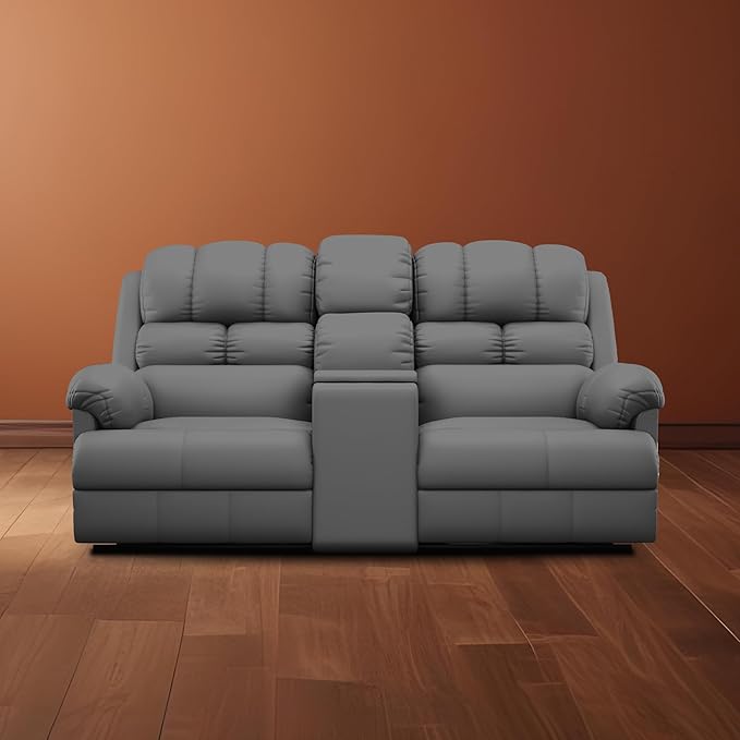 The Sleep Company Luxe 2-Seater Motorised Recliner | Patented SmartGRID Technology | 2-Seater Recliner Sofa | Cupholders & 25L Storage | Unique Lumbar Design | USB Charging | Grey