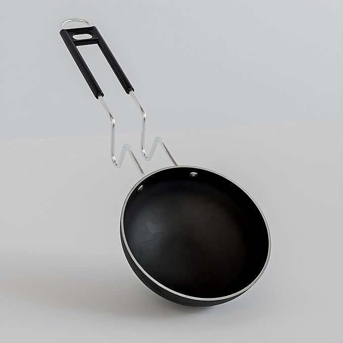 Add2Cart Stainless Steel 11cm Tadka Pan, 400ml Capacity, for Spice Tempering/Seasoning, Induction Bottom and Gas Stove Ready, Long Wire Handle, Laser-Etched Scale, Smooth Finished Surface