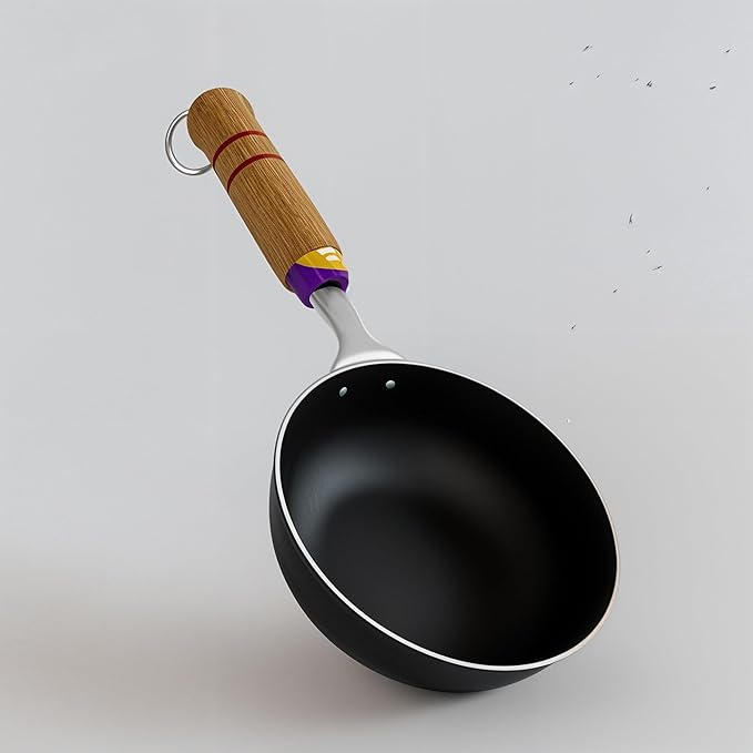 Add2Cart Pre-Seasoned Tadka Pan, Compatible with Gas | Toxin-Free, Chemical Coating-Free, 100% Pure (Wooden, 400ML)