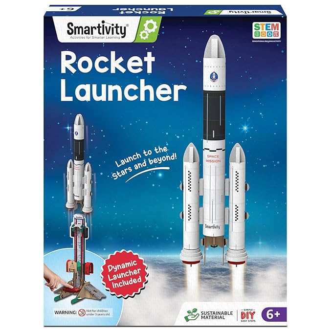 Smartivity DIY Rocket Launcher Kit for Kids 6, 7, 8, 9, 10, 11, 12 Years Old | Build Your Own Rocket and Launcher | Birthday Gift for Smart Kids | DIY Science Toy for Boys & Girls 6-12 Years