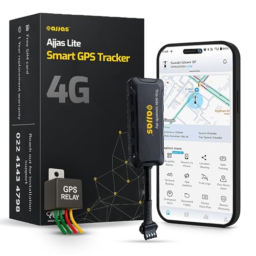 Ajjas 4G Lite (Remote Engine Lock) Wired Hidden AI Smart GPS Tracker for Car/Bike with Driving Score, Location Tracking, Geo-Fence Alert, 15+ Features (1 Year Free Platform)