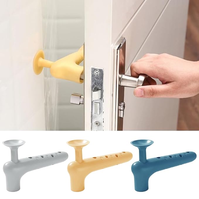 SNOWIE Soft 3Pcs Safety Door Stopper for Home Door Handle Cover Wall Protector Door Bumpers Color Silicone Anti-Collision Door Stopper Rubber Kids Safety Protective Door Handle Protector,Assorted