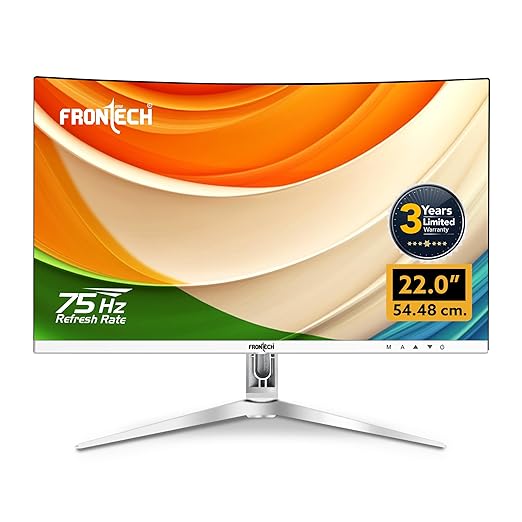 FRONTECH 22-inch (55.88cm), LED, FHD 1920x1080, 75Hz, White, 3500R Curved, Bezel Less Design, HDMI & VGA Ports Monitor (MON-0079C)