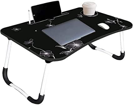PRIVILON GLOBALOffice Table for Home/Writing Desk for Office/Folding Table for School/Folding Study Table/Work from Home Height Adjustable MultipurposeTable-> (Black Flower Simple)
