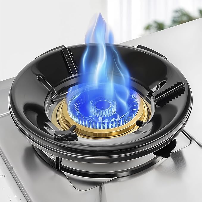 Add2Cart Stand for Black Gas Saver Burner Gas Chula Burner Stand with Gas Saver Gas Chula Support Stand with 4 Legs for Indian Gas Support, Fire and Windproof Jali Ring 0.7mm Metal - Black (pack of 2)