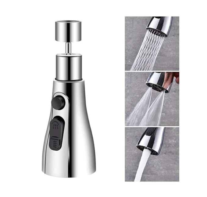Ionix Tap Extension for Kitchen Sink, Kitchen Tap Extender, Sink Tap Extension for Kitchen, Kitchen Faucets for Sink with 3 Spray Mode, 360° Rotation Flexible Water Saver Nozzle (Stainless Steel)