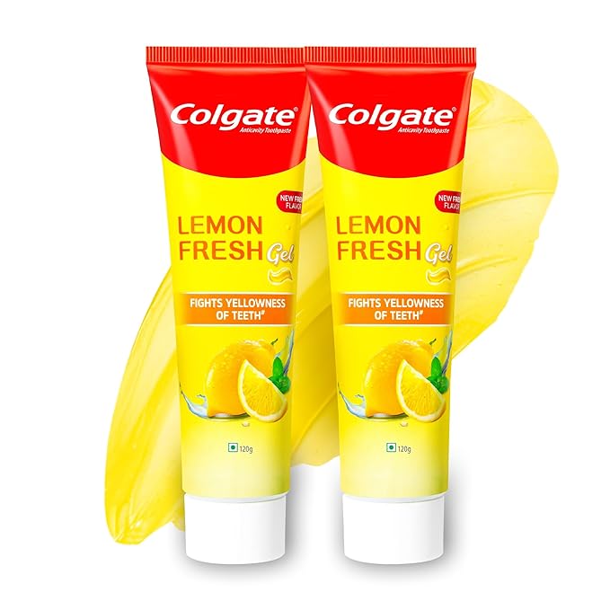 Colgate Lemon Fresh Gel Toothpaste | Tooth Paste Fights Yellowness of Teeth | Colgate Paste Toothpaste with New Fresh Flavor (240gm)