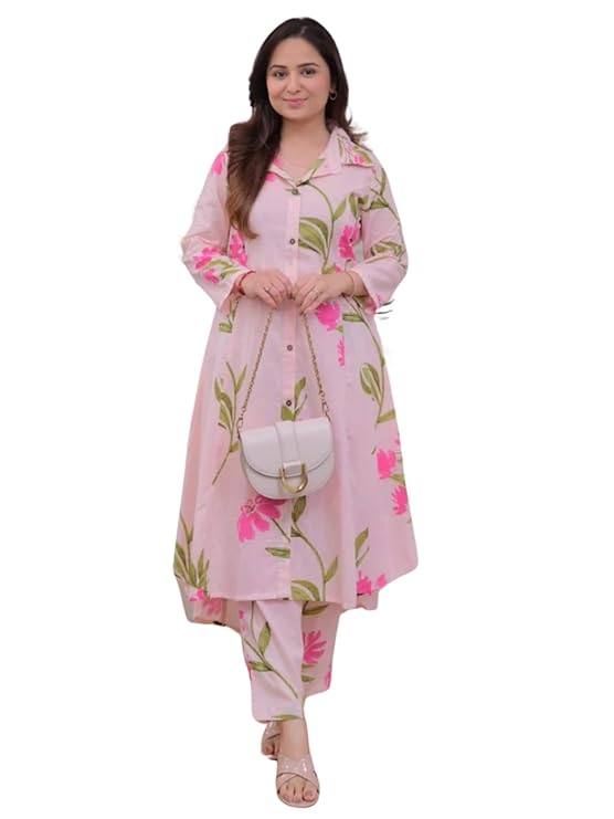 Leriya Fashion Anarkali Kurta-Set for Women  -  Viscose Rayon Printed Kurta & Straight Pant | Festive Ethnic Indian Traditional Outfit for Functions & Puja