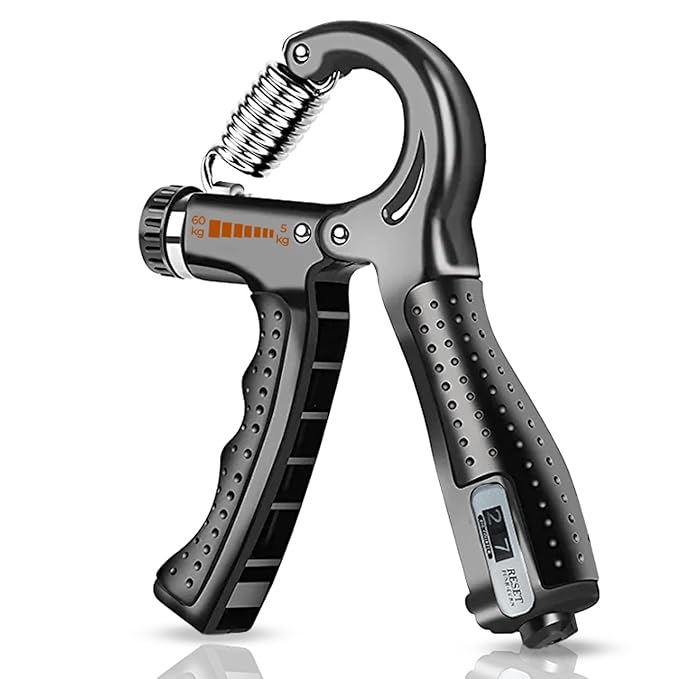 Adjustable Hand Grip Strengthener, 5-60 kg Resistance, Black