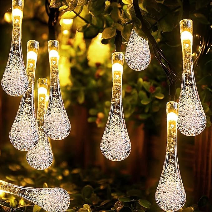 Desidiya® Fairy 14 Water Drop LED String Lights - Warm White Plug-in for Diwali, Birthdays, Festivals, Weddings, and Home Décor (Patio, Lawn, Restaurants)