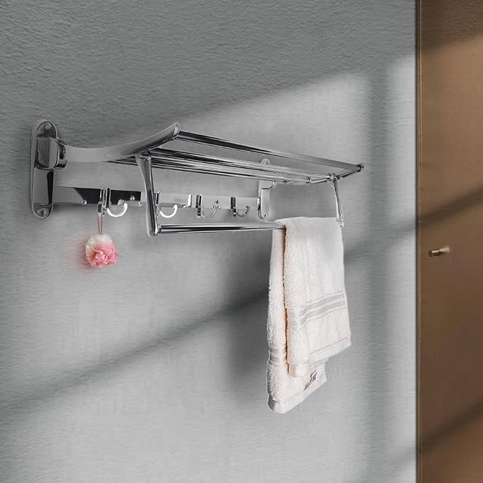 Stainless Steel Towel Rack for Bathroom  -  Wall Mounted, Rust-Resistant Towel Bar for Bath & Kitchen  -  Space Saving Modern Towel Holder (24 Inch-Chrome Finish, Pack of 1)