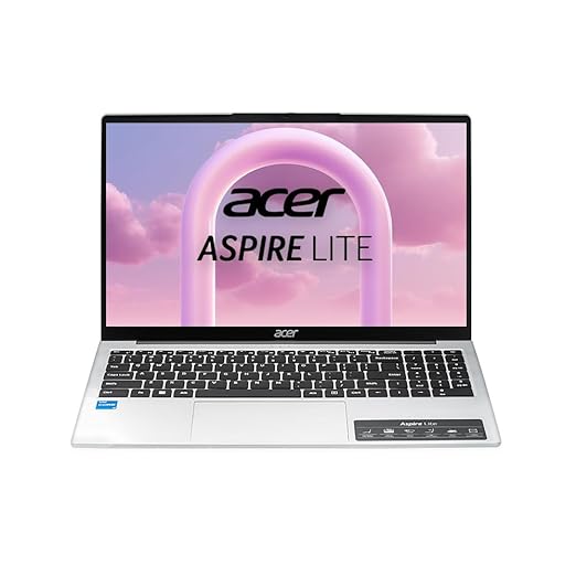 Acer Aspire Lite 12th Gen, Intel Core i5-12450H, Office 2024 + M365 Basic, 12GB RAM/512GB SSD, 39.62cm 15.6" FHD IPS Display, Win 11 Home, Pure Silver, 1.7KG,AL15-52H, Backlit KB, Thin & Light Laptop