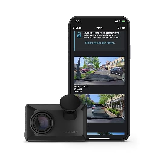 Garmin Dash Cam" X110, Compact 1080p HD Dash Cam with a 140-degree Field of View, Built in Clarity" Polarizer, Voice Controlled, GPS, 2.4 Display, Automatic Recording