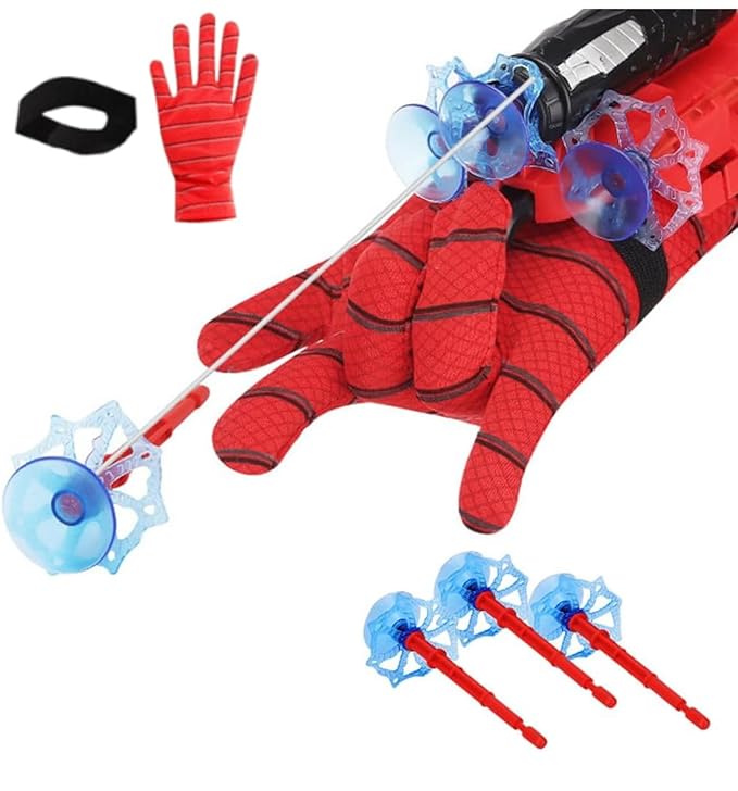 MIP INTERNATIONAL® Spider Web Shooters Toy for Kids  -  Hero Launcher Wrist Toy Set | Fun & Educational | Sticky Wall Soft Bomb for Cosplay & Interactive Play | Birthday Gift (Pack of 1, Red)