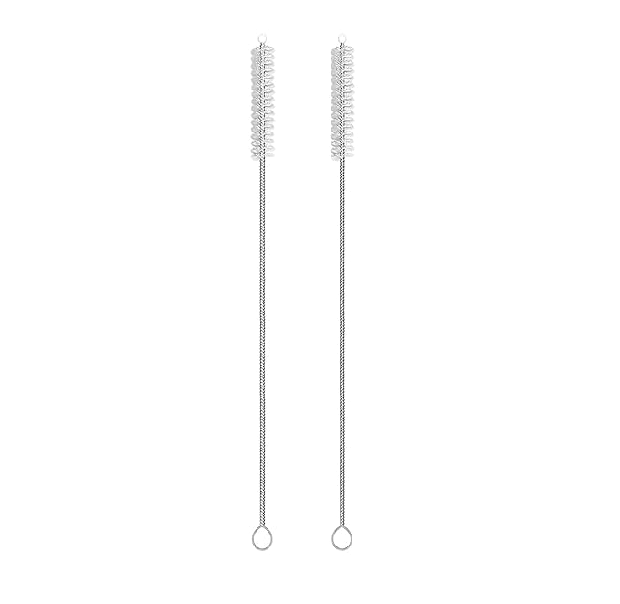 HUNCHA stainless steel Straw Cleaner Brush Set, 2-Piece Long Cleaning Brush for Straws on Tumbler, Water Bottle, Sippy Cup, and Pipes, Tubes or Hummingbird Feeders, Silver