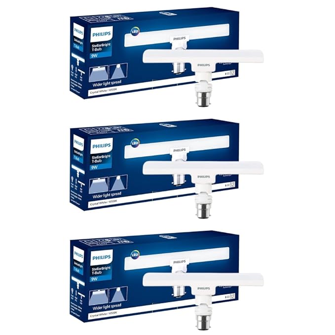 Philips 9W LED T-Bulb | Bulb Base : B22, Colour : Cool Day Light, Pack of 3