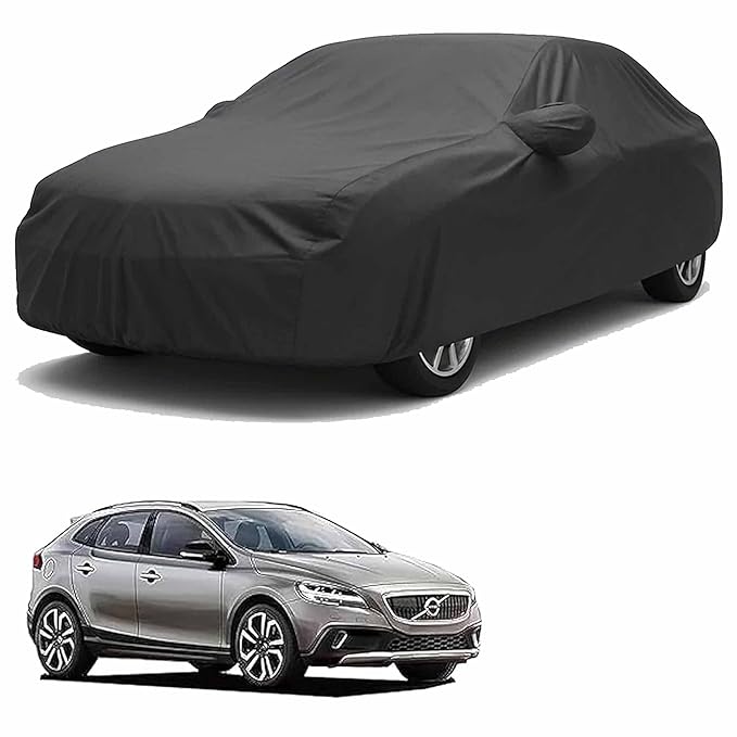 Sulfar 100% Water Resistant Car Body Cover Compatible with Mirror for Volvo V40 (Triple Stitched, Full Bottom Elastic, Dark Grey)