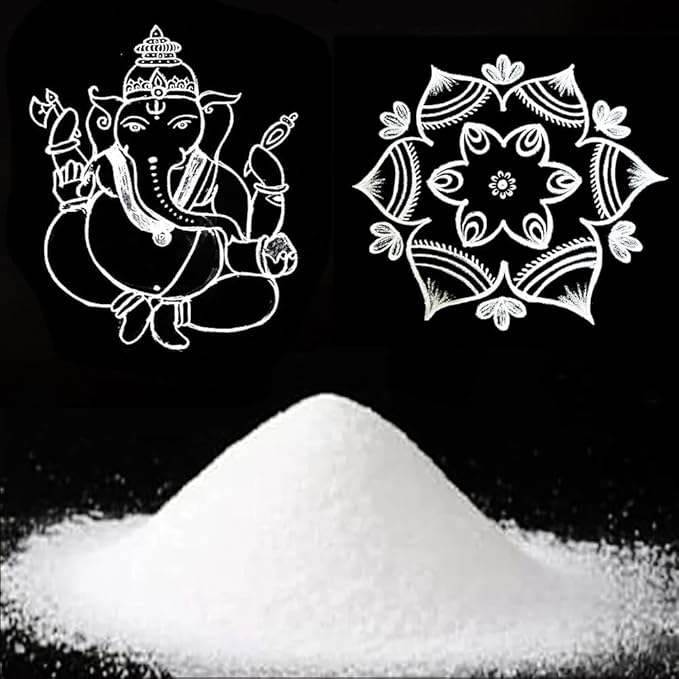 GIFTSCOOB Premium White Rangoli Powder Color 400g | Original Marble Rangoli | for Diwali, Navratri, Pongal, Pooja, Mandir, and Ceramic Floor Decoration | (Pack of 1)
